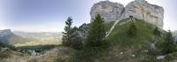 Above La Balme cave climbing to Granier