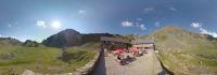 On the terrace of the La Pra refuge at 2100 m